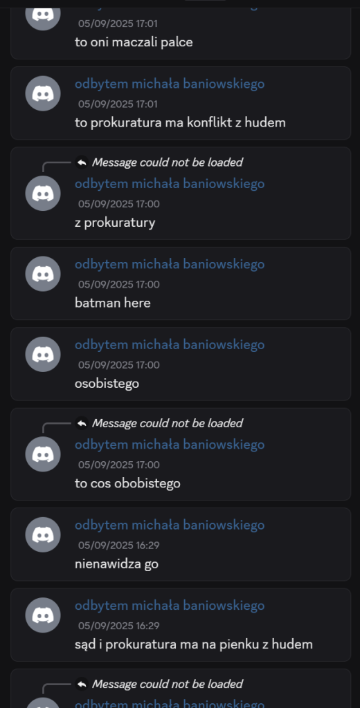 Zapis wpisów Wiktora P. z platformy Discord. Ciekawe za co sąd i prokuratura mnie nie lubią. Czy ja kogoś krzywdzę?
