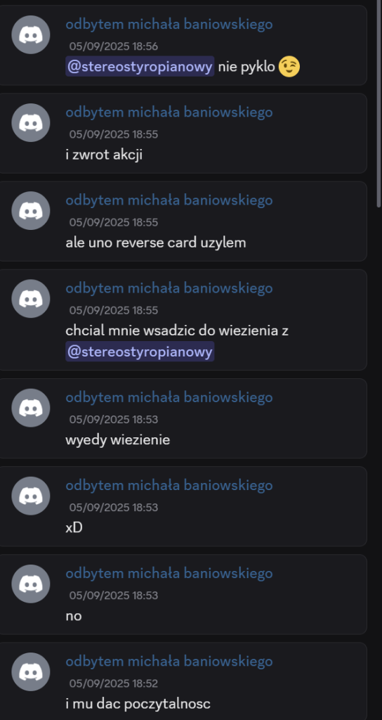 Zapis wpisów Wiktora P. z platformy Discord. Co ja chcę to wiem, a czego nie chciałem to też.