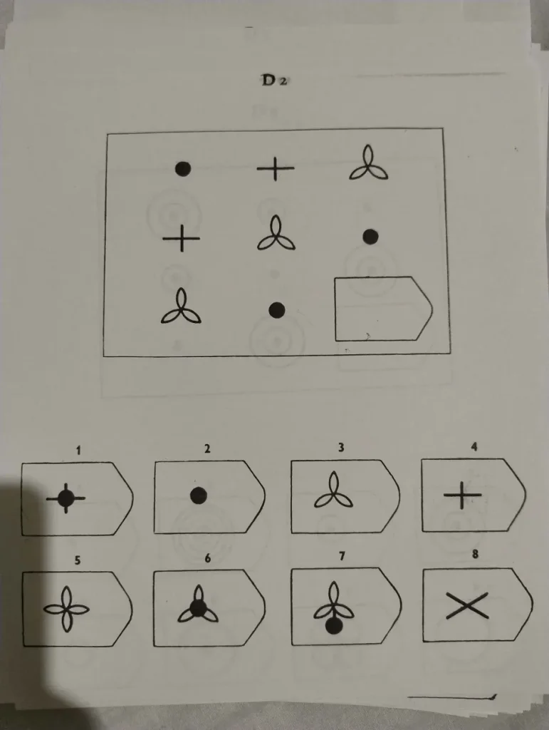 Zadanie 2 testu matryc Ravena - analiza wzorca logicznego